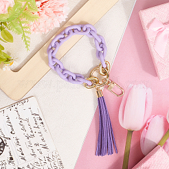 Acrylic & Zine Alloy & PU Pendant Decoration&nbsp;KEYC-WH0052-01C