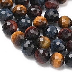 Three-Color Natural Tiger Eye Beads Strands&nbsp;G-L642-F08-10mm