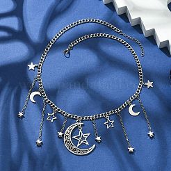 Star & Crescent Moon Alloy Pendant Necklaces&nbsp;NJEW-TA00119