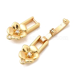 Brass Micro Pave Clear Cubic Zirconia Fold Over Clasps&nbsp;KK-C075-32G