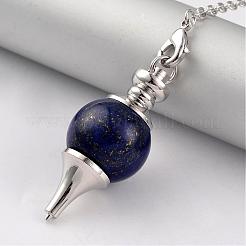Natural Lapis Lazuli Sphere Dowsing Pendulums&nbsp;BJEW-E292-A03