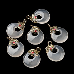 Natural White Agate Donut Pendant Decorations&nbsp;G-R489-10G