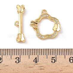 Brass Micro Pave Clear Cubic Zirconia Toggle Clasps&nbsp;KK-D504-07G
