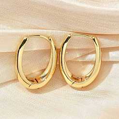 Oval Brass Hoop Earrings&nbsp;EJEW-Z086-08G