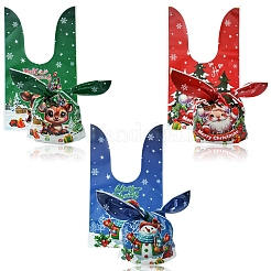 60Pcs 3 Colors Christmas Theme Rabbit Shaped Candy Plastic Bags&nbsp;ABAG-FS0001-05
