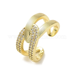 Brass Micro Pave Cubic Zirconia Cuff Open Rings&nbsp;RJEW-C163-15G