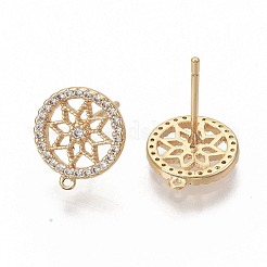 Brass Micro Pave Clear Cubic Zirconia Stud Earring Findings&nbsp;KK-T051-49G-NF