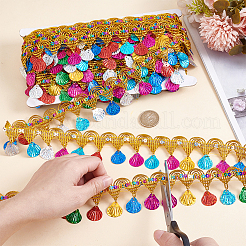 Polyester Colorful Tassel Lace Trim&nbsp;SRIB-WH0011-308B
