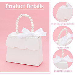Trapezoid Paper Gift Box with Plastic Imitation Pearl Handles&nbsp;CON-WH0092-65A