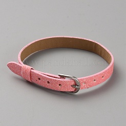Blank PU Leather Cord Bracelet with Alloy Clasps&nbsp;X1-AJEW-TAC0041-01B-01