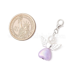 Heart Angel ABS Plastic Imitation Pearl & Acrylic Pendant Decorations&nbsp;HJEW-JM03528-01