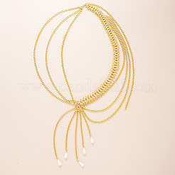 Alloy with Plastic Pearl Teardrop Tassel Layered Waist Belly Chains for Women&nbsp;FS-WG58B7C-01