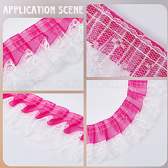 10 Yards Double Layer Polyester Organza Pleated Lace Trim Ribbons&nbsp;SRIB-GF0001-70