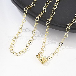 Brass Heart Link Chains Necklace for Women&nbsp;NJEW-P265-39G