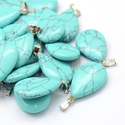 Teardrop Natural & Synthetic Mixed Stone Pendants&nbsp;G-Q368-M