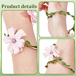 Flower Polyester with Iron wire Upper Arm Cuff Bangles for Women&nbsp;AJEW-GF0014-08A