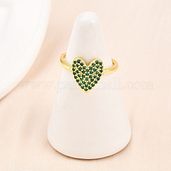 Brass Micro Pave Cubic Zirconia Cuff Rings for Women&nbsp;RJEW-Z113-01G-02