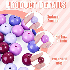 40Pcs 4 Colors Opaque Acrylic Beads&nbsp;MACR-TA0002-97B