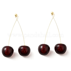 Brass Acrylic Stud Dangle Earrings for Women&nbsp;EJEW-G430-04G