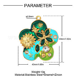 304 Stainless Steel Enamel Pendants&nbsp;STAS-OY014-37G-02