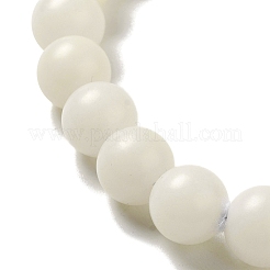 White Jade Bodhi Root Round Beaded Stretch Bracelet&nbsp;BJEW-B080-16