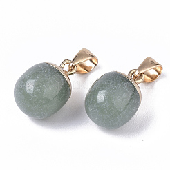 Top Golden Plated Natural Green Aventurine Pendants&nbsp;G-T131-03F