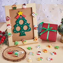 64Pcs 16 Styles Christmas Tree/Snowman/Bag/Socking/Santa Claus/Deer/Candy Cane/Fireplace Opaque Resin Decoden Cabochons&nbsp;RESI-SC0005-74