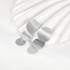Non-Tarnish Brushed Round 201 Stainless Steel Dangle Stud Earring&nbsp;XW5128-2
