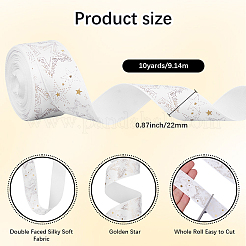 10 Yards Gold Stamping Star Polyester Printed Ribbon&nbsp;OCOR-WH20012-23C