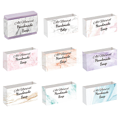 90Pcs 9 Style Rectangle with Marble Pattern & Word Handmade Soap Paper Tag&nbsp;DIY-PH0002-77B-WH