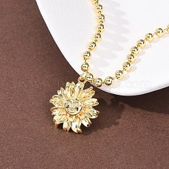 Brass Flower Pendant Ball Chain Necklaces&nbsp;NJEW-D348-01G