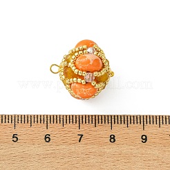 Dyed Natural Malaysia Jade & Synthetic Imperial Jasper & Glass Seed Beaded Pendants&nbsp;PALLOY-MZ01365-02