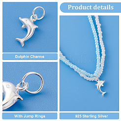 4Pcs 925 Sterling Silver Dolphin Charms&nbsp;STER-PH0002-30