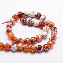 Dyed Natural Fire Crackle Agate Faceted Round Beads Strands&nbsp;G-E320C-8mm-06
