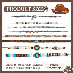 8Pcs 8 Styles Wooden & Acrylic Hat Band&nbsp;AJEW-PH0007-84