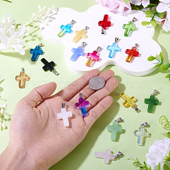 17Pcs 17 Colors Transparent Glass Pendants&nbsp;GLAA-TA0003-75
