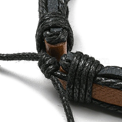 5Pcs 5 Style Adjustable Braided Imitation Leather Cord Bracelet Set with Waxed Cord for Men&nbsp;BJEW-F458-03