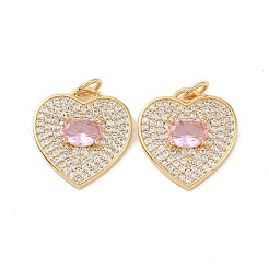 Heart Brass Micro Pave Cubic Zirconia Pendants&nbsp;KK-G435-01G-07