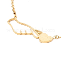 Enamel Gesture Heart Pendant with 304 Stainless Steel Cable Chains for Women Ion Plating(IP)&nbsp;NJEW-P262-04G