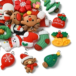 26Pcs 26 Styles Christmas Theme Opaque Resin Pendants&nbsp;RESI-FS0001-74