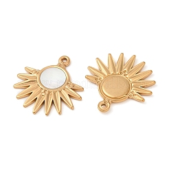 304 Stainless Steel Natural White Shell Pendants&nbsp;STAS-L288-13G-02