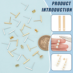 20Pcs 2 Styles Brass Rectangle Stud Earring Findings&nbsp;KK-BC0012-25