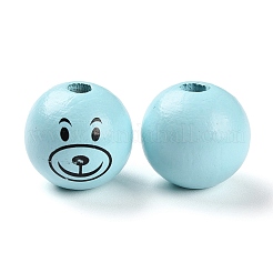 Spray Painted Natural Wood European Beads&nbsp;WOOD-D024-01C