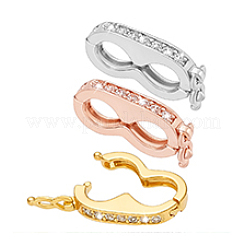 3Pcs 3 Colors Brass Micro Pave Clear Cubic Zirconia Twister Clasps&nbsp;KK-PH0014-47