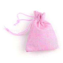 Polyester Imitation Burlap Packing Pouches Drawstring Bags&nbsp;ABAG-R005-17x23-19