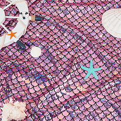 Sparkly Hologram Polyester Mermaid Printed Fish Scale Fabric&nbsp;AJEW-WH0314-449