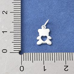 925 Sterling Silver Hollow Heart Bear Charms&nbsp;STER-R012-01S