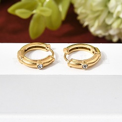 304 Stainless Steel Rhinestone Hoop Earrings&nbsp;EJEW-P344-06G