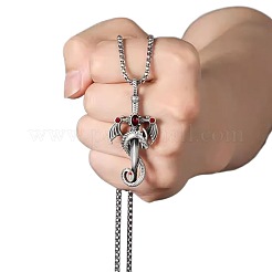 Alloy & 201 Stainless Steel & Rhinestone Dinosaur Wrapped Sword Pendant Necklaces for Men&nbsp;FS-WGFE8C1-04
