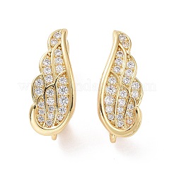 Rack Plating Brass Micro Pave Cubic Zirconia Hoop Earring Findings with Latch Back Closure&nbsp;ZIRC-C039-08G